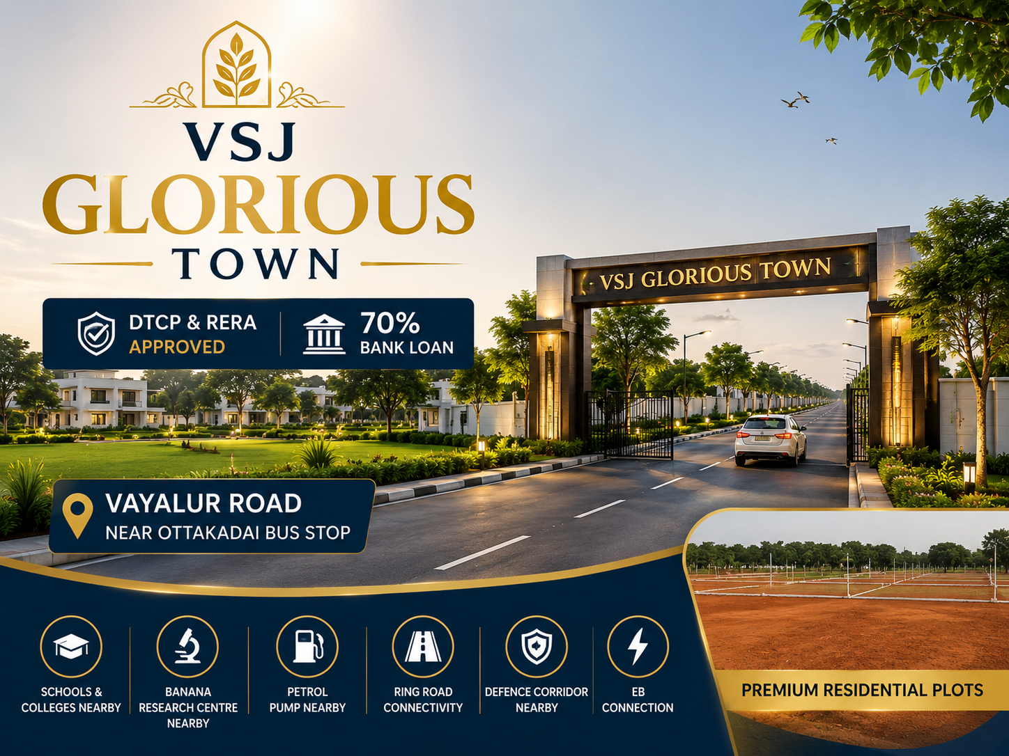 VSJ Glorious Town DTCP & RERA Approved Residential Plots in Vayalur Road Trichy