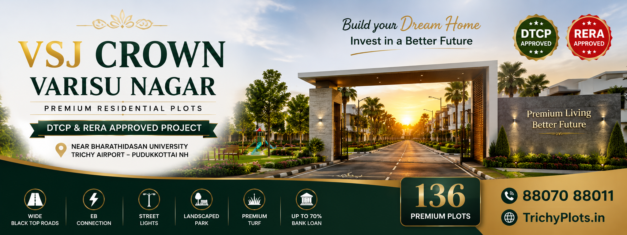 VSJ Crown Varisu Nagar | DTCP & RERA Approved Plots on Trichy Airport – Pudukottai NH | VSJ City Properties gallery