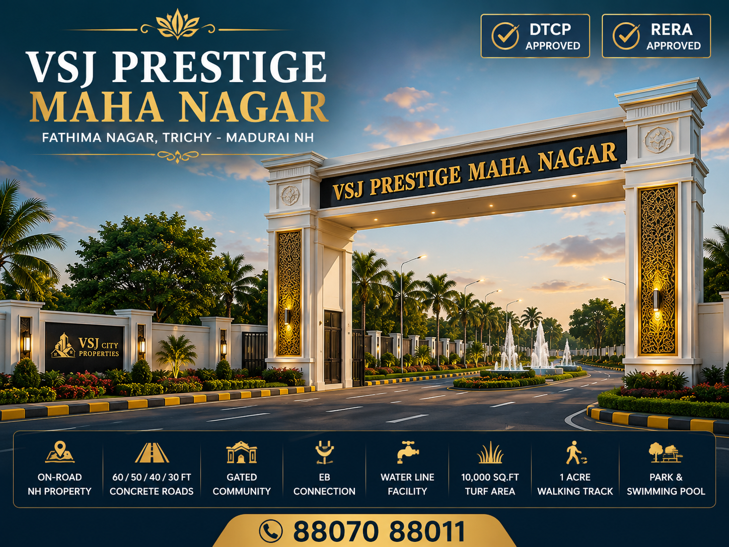 VSJ Prestige Maha Nagar | DTCP & RERA Approved Residential Plots Near Panjappur, Trichy | VSJ City Properties gallery